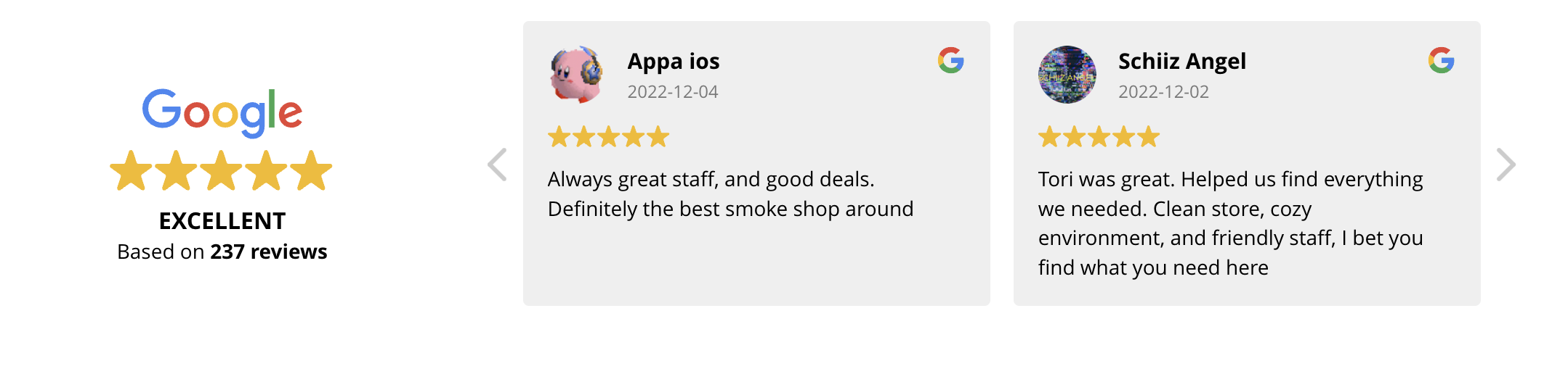 Higher Up Smoke Shop Google Reviews