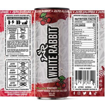 Drinks - Kratom - White Rabbit - Kratom Seltzer - Cherry Bomb