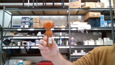 Hand Pipe - Glass - Green/purple swirl