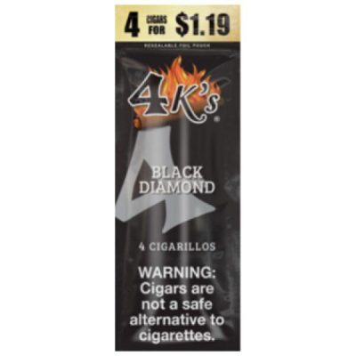 Tobacco - 4K's Cigarillos - Black Diamond ( 4 for $1.19) - Single