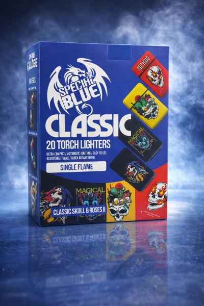 Torches - Special Blue - Classic - Skull & Roses- Box of 20