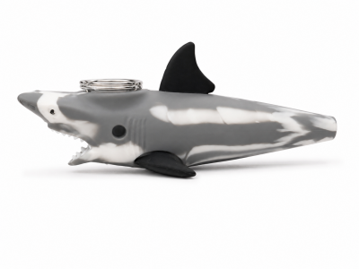 Accessories - Hand Pipe - Silicone - Shark - Gray (SHP-66)