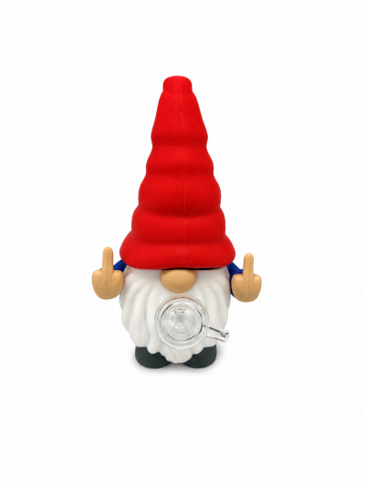 Water Pipe - Silicone - Gnome Flipping Off - Red & Blue