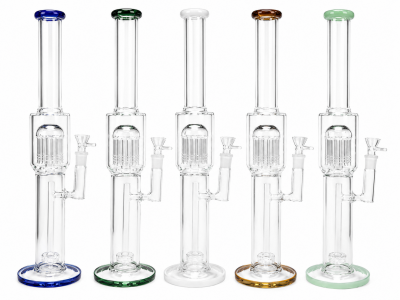 Water Pipe - Glass - Clover - Tall Shower Perc W/ Jellyfish (WPA-112)