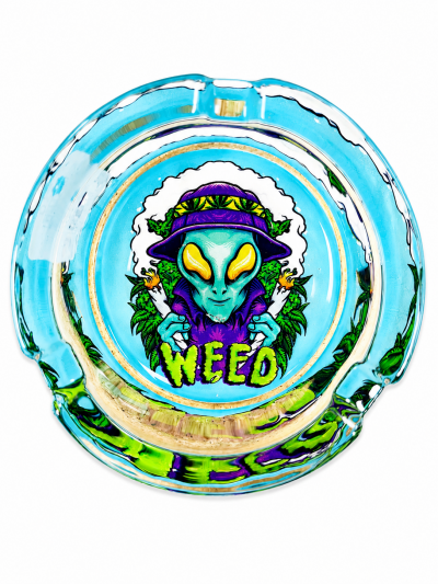 Accessories - Ashtray - Glass - Weed Alien (AT-31)