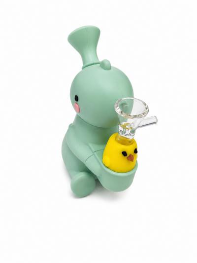 Water Pipe - Silicone - Dino Holding Bird