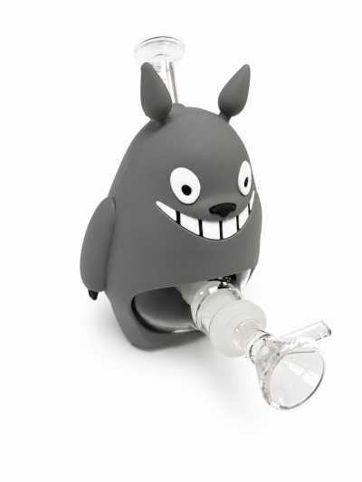 Water Pipe - Silicone/Glass - Gray Totoro