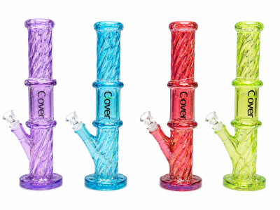 Water Pipe - Glass - Clover - Swirled Glass W/ Jellyfish Perc (WPB-435)
