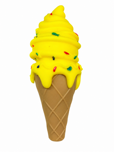 Accessories - Hand Pipe - Silicone - Ice Cream Cone - Yellow (SHP-4)